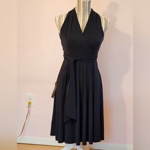 Ann Taylor Chic Dark Navy Blue Wrap Midi Dress